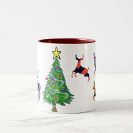 Vroege kerstboom Deer Santa Holiday Tweekleurige Koffiemok