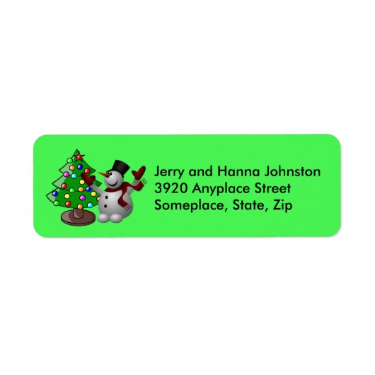 Vroege kerstboom en Snowman-Adresetiketten Etiket (Voorkant)