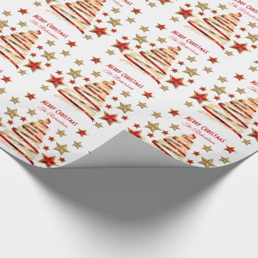 Vroege kerstboom en sterren cadeaupapier (Hoek)