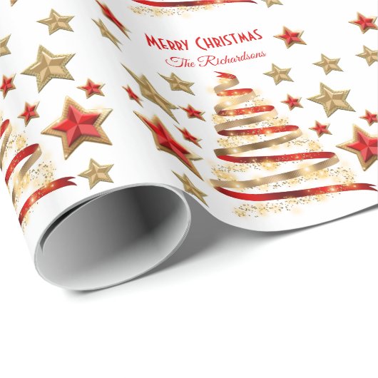 Vroege kerstboom en sterren cadeaupapier (Rol Hoek)