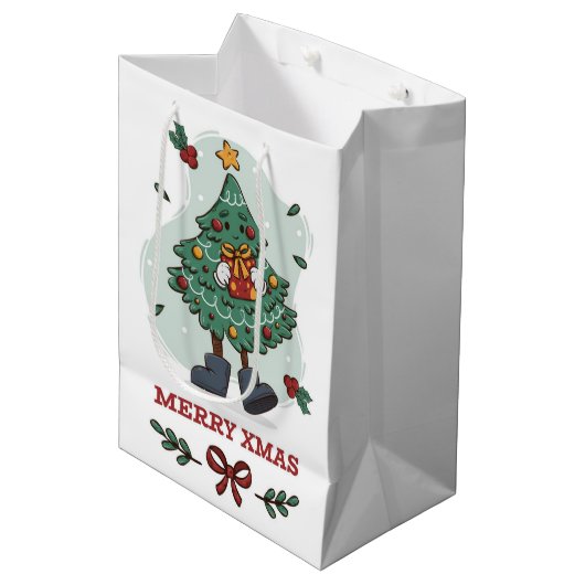 Vroege kerstboom medium cadeauzakje (Voorkant Gekanteld)