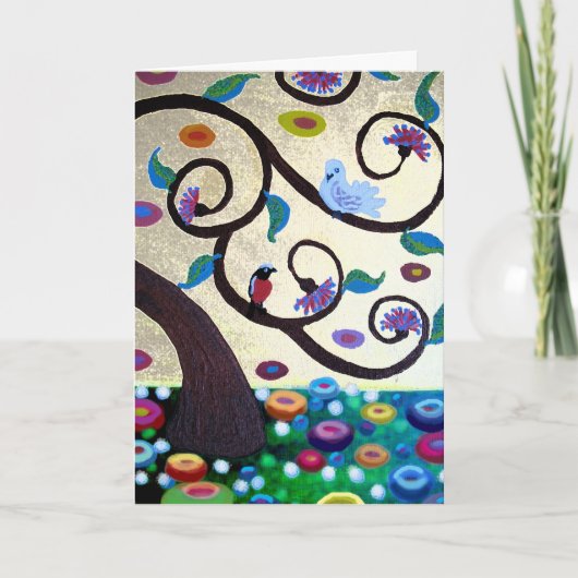 Vroege kerstboom met details van het leven feestdagen kaart (Voorkant)