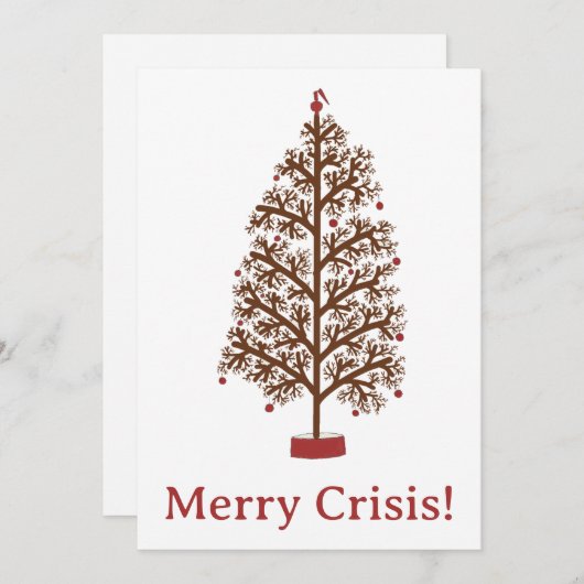 Vroege kerstboom met Merry Crisis Feestdagenkaart (Voorkant / Achterkant)