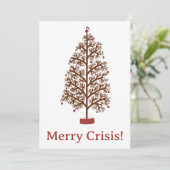 Vroege kerstboom met Merry Crisis Feestdagenkaart (Staand voorkant)