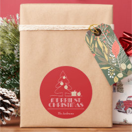 Vroege kerstboomfeestdag ronde sticker