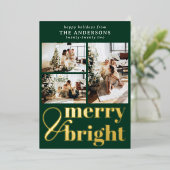 Vroege kerstboomkleuren en heldere typografie folie feestdagenkaart (Staand Voorkant)