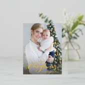 Vroege kerstbrief Verticale feestdag Foto Gold Folie Feestdagen Briefkaart (Staand Voorkant)