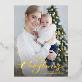 Vroege kerstbrief Verticale feestdag Foto Gold Folie Feestdagen Briefkaart (Voorkant)