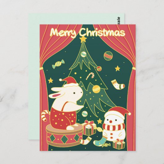 Vroege kerstBunnies Briefkaart (Voorkant / Achterkant)