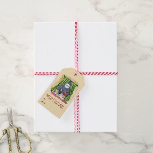 Vroege kerstcadeautjes voor kinderen en katten cadeaulabel (Met Touw)