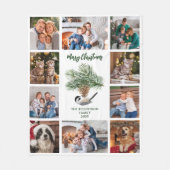 Vroege kerstcichorei Familie Foto Collage Fleece Deken (Voorkant)