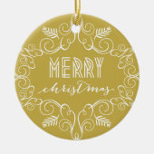 Vroege kerstdag Lijst Gold Holiday Foto Keramisch Ornament (Voorkant)