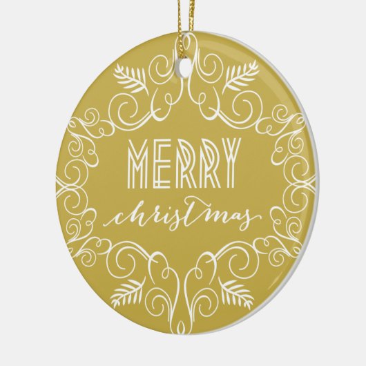 Vroege kerstdag Lijst Gold Holiday Foto Keramisch Ornament (Links)