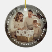 Vroege kerstdag Lijst Gold Holiday Foto Keramisch Ornament (Achterkant)