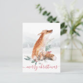 Vroege kerstdag met rode vos Winter Woodland Holid Briefkaart (Staand voorkant)