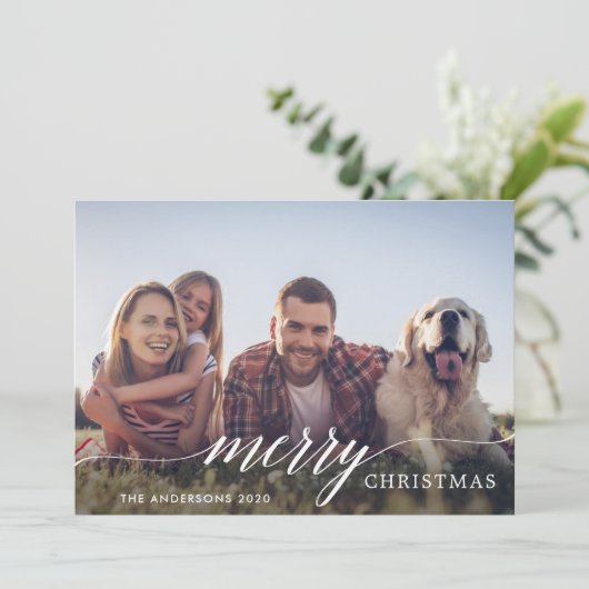 Vroege kerstdag Modern Script Holiday-fotokaart Feestdagenkaart (Staand voorkant)