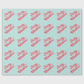 Vroege kerstdag Rood Aqua Retro Holiday Cadeaupapier (Vlak)