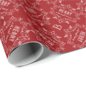 Vroege kerstdag Rood  Deco Monogram Holiday Cadeaupapier (Rol Hoek)