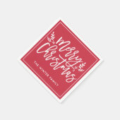 Vroege kerstdag Rood Modern Script Holiday Servet (Hoek)