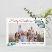 Vroege kerstfamilie Foto Cherry Planten Moving Aankondiging (Staand voorkant)