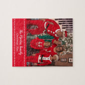 Vroege kerstfamilie Foto gepersonaliseerd Legpuzzel (Horizontaal)