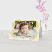 Vroege kerstfamilie Foto Gold Folie Feestdagenkaart (Orchidee)