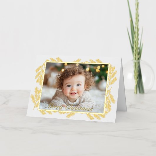Vroege kerstfamilie Foto Gold Folie Feestdagenkaart (Voorkant)