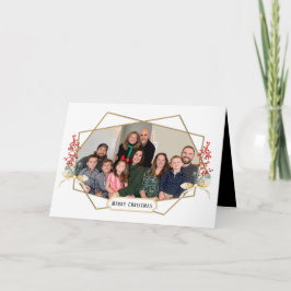 Vroege kerstfamilie Foto Gold Geometric Lijst Feestdagen Kaart