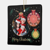 Vroege kerstfamilie Foto personaliseren Keramisch Ornament (Links)