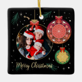 Vroege kerstfamilie Foto personaliseren Keramisch Ornament (Voorkant)