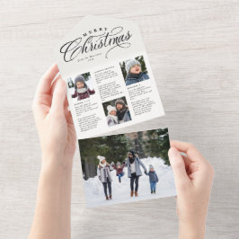 Vroege kerstfamilie update unieke vakantiekaart all in one uitnodiging