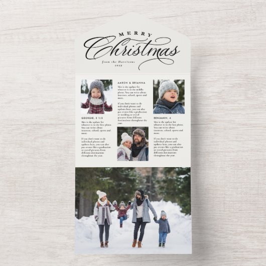 Vroege kerstfamilie update unieke vakantiekaart all in one uitnodiging (Binnen)