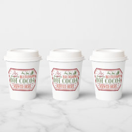 Vroege kerstfeest met een hete cacaodoos papieren bekers