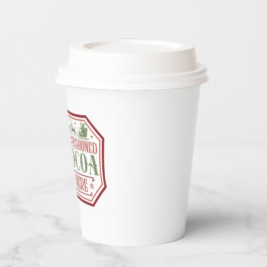 Vroege kerstfeest met een hete cacaodoos papieren bekers (Links)