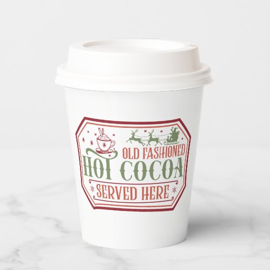 Vroege kerstfeest met een hete cacaodoos papieren bekers (Voorkant)