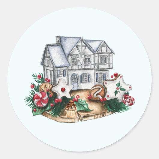 Vroege kerstfeestartikelen en decoraties ronde sticker (Voorkant)