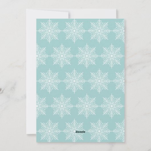 Vroege kerstfeestblauwe en sneeuw-persoonlijke fot feestdagenkaart (Achterkant)