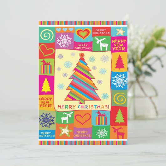 Vroege kerstfeestdag feestdagenkaart (Staand voorkant)