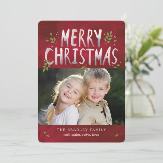 Vroege kerstfeestdag — Fotokaart Feestdagenkaart (Staand voorkant)