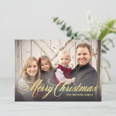 Vroege kerstfeestdag Fotokaarten Faux Gold Foil Kaart (Staand voorkant)