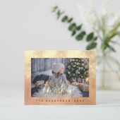 Vroege kerstfeestdag Gold Cottage Foto-Roos Briefkaart (Staand voorkant)