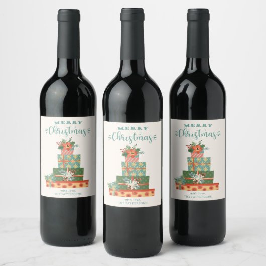 Vroege kerstfeestdag komt goed op maat wijn etiket (Flessen)