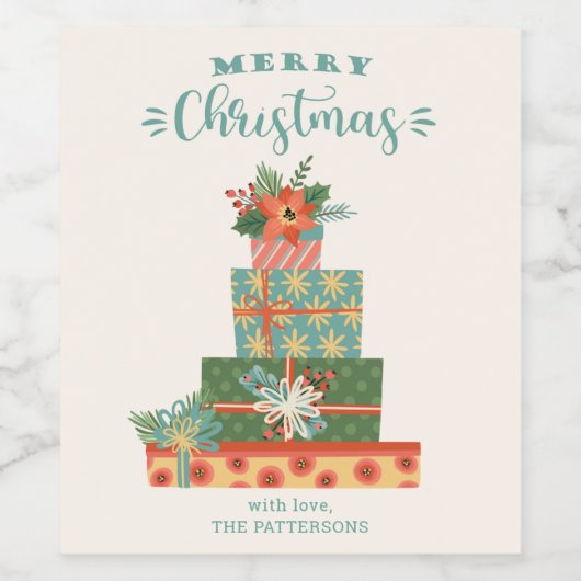 Vroege kerstfeestdag komt goed op maat wijn etiket (Enkel label)