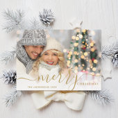 Vroege kerstfeestdag met Gold Script-fotokaart Feestdagenkaart