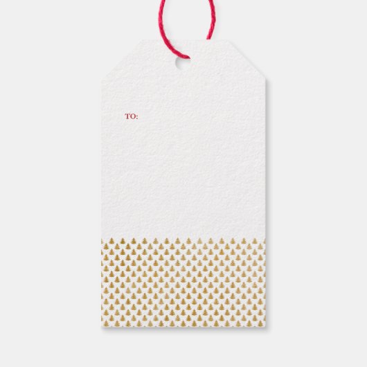 Vroege kerstfeestdag met goudbomen Folie Cadeaulabel (Achterkant)