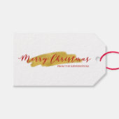 Vroege kerstfeestdag met goudbomen Folie Cadeaulabel (Voorkant (Horizontaal))