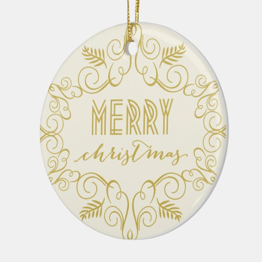 Vroege kerstfeestdag met gouden kunst Deco Lijst Keramisch Ornament (Links)