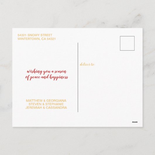 Vroege kerstfeestdag met gouden olievlek Foto Feestdagenkaart (Achterkant)