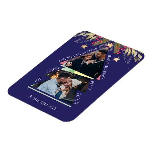 Vroege kerstfeestdag met meerdere foto's Kaart Magneet (Linkerzijde)
