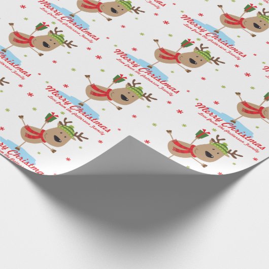 Vroege kerstfeestdag rendiertijd op maat cadeaupapier (Hoek)